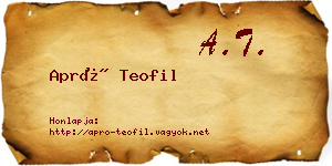 Apró Teofil névjegykártya